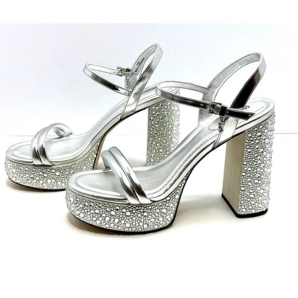 Michael Kors Silver Glitter Platform Sandals